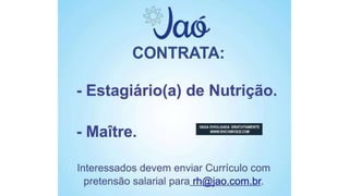 Vagas de emprego - Goiânia e Região - 29-08-2017