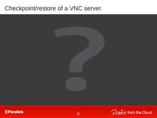 31
Checkpoint/restore of a VNC server.
 