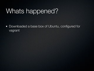 Whats happened?

Downloaded a base box of Ubuntu, conﬁgured for
vagrant
 