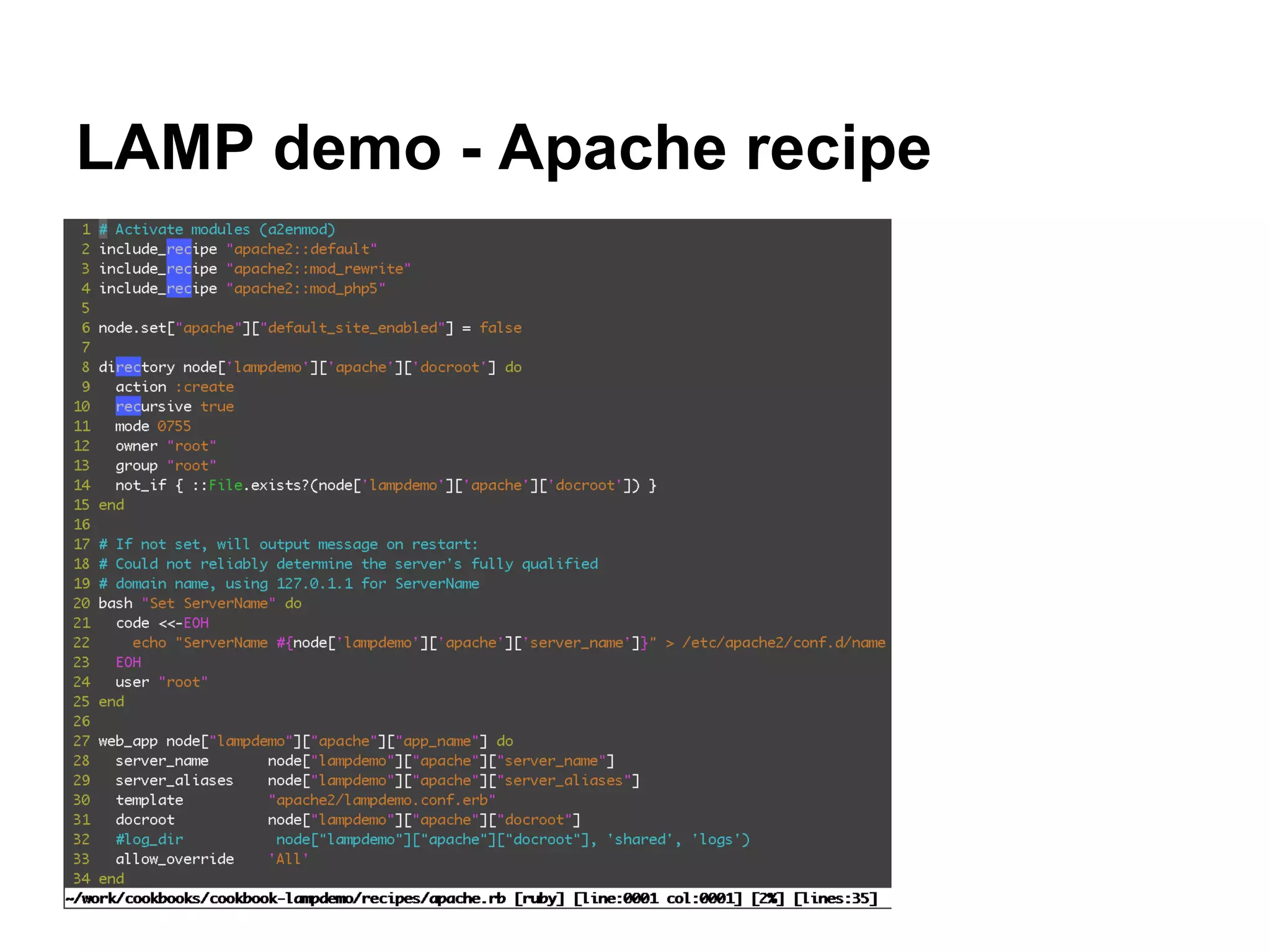 LAMP demo - Apache recipe

 