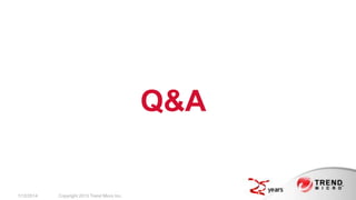 Q&A

2/17/2014

Copyright 2013 Trend Micro Inc.

 