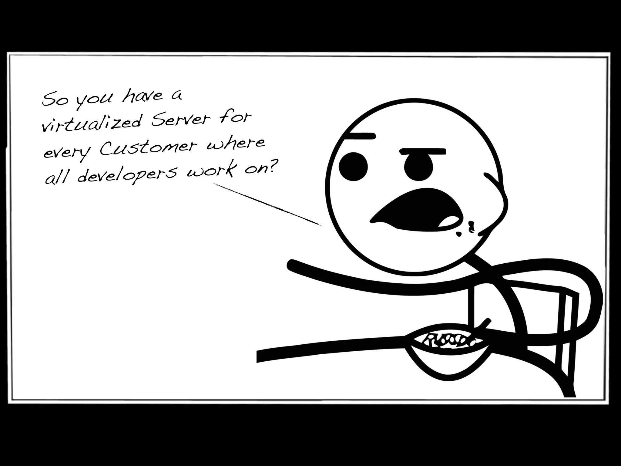 So you have a
virtualized Server for
every Customer where
all developers work on?
 