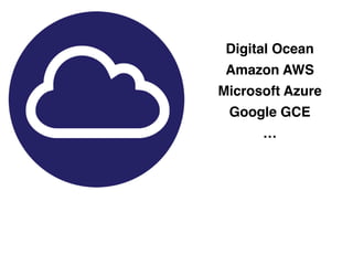Digital Ocean
Amazon AWS
Microsoft Azure
Google GCE
…
 