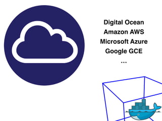 Digital Ocean
Amazon AWS
Microsoft Azure
Google GCE
…
 