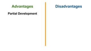 Advantages Disadvantages
Partial Development
 