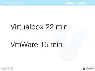 Virtualbox 22 min
VmWare 15 min
 