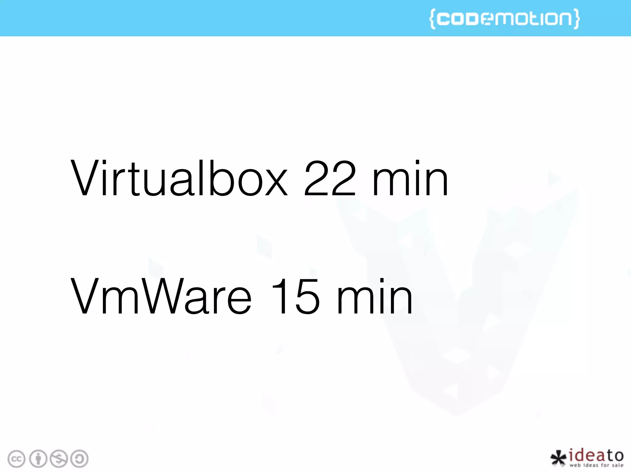 Virtualbox 22 min
VmWare 15 min
 