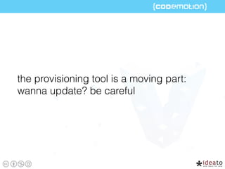 the provisioning tool is a moving part:
wanna update? be careful
 
