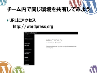 チーム内で同じ環境を共有してみよう	
!  URLにアクセス
　　  http://wordpress.org

 