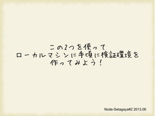 2Ĥʹä
`ޥ핤˗^h
äƤߤ褦
Node-Setagaya#2 2013.06
 