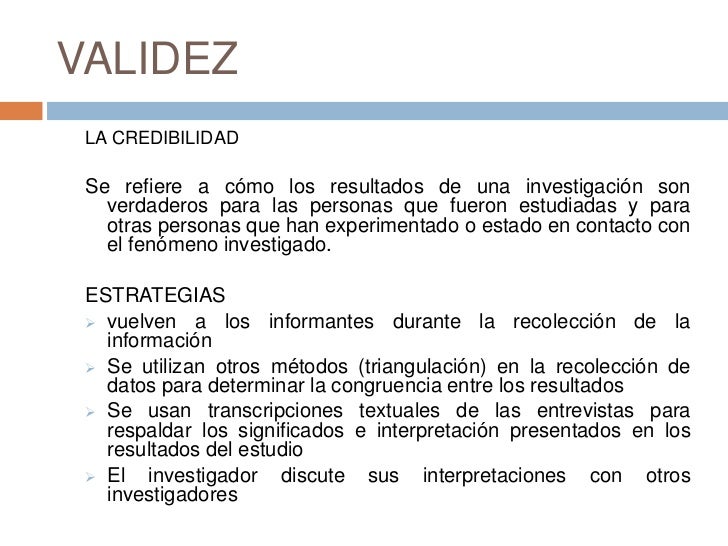 Validez de la investigación Cualitativa