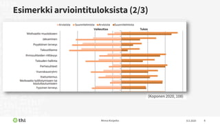 Esimerkki arviointituloksista (2/3)
8.5.2020Minna Kivipelto 8
(Koponen 2020, 108)
 