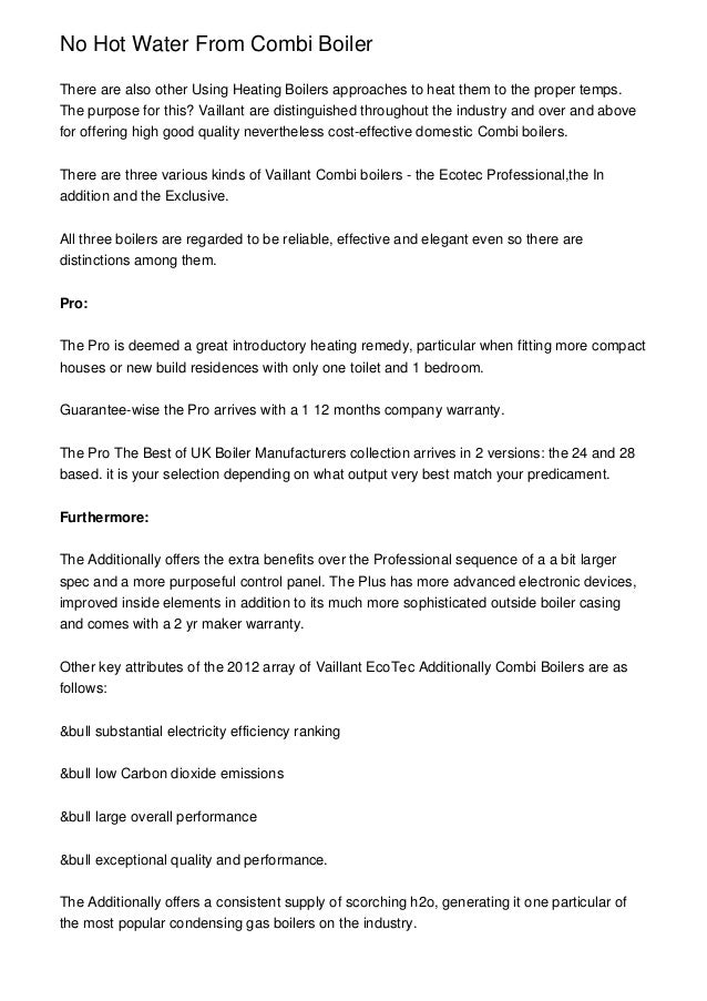 No Hot Water From Combi Boiler