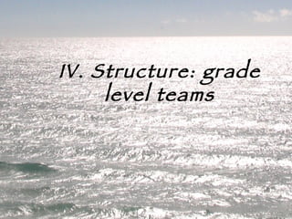 IV. Structure: grade level teams 