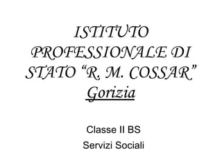 ISTITUTO PROFESSIONALE DI STATO “R. M. COSSAR” Gorizia Classe II BS Servizi Sociali 