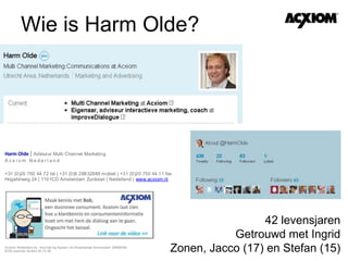 Wie is Harm Olde?42 levensjarenGetrouwd met IngridZonen, Jacco (17) en Stefan (15)
