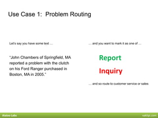 Use Case 1: Problem Routing
Let’s say you have some text … … and you want to mark it as one of …
“John Chambers of Springf...