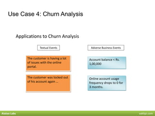 Use Case 4: Churn Analysis
Applications to Churn Analysis
The customer is having a lot
of issues with the online
portal.
T...