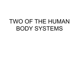 TWO OF THE HUMAN
  BODY SYSTEMS
 