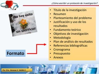 • Título de la investigación
• Resumen
• Planteamiento del problema
• Justificación y uso de los
resultados
• Fundamento teórico
• Objetivos de investigación
• Metodología
• Plan de análisis de resultados
• Referencias bibliográficas
• Cronograma
• Presupuesto
• Anexos
Formato
9
 