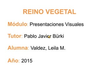REINO VEGETAL
Módulo: Presentaciones Visuales
Tutor: Pablo Javier Bürki
Alumna: Valdez, Leila M.
Año: 2015
 