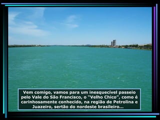 Vem comigo, vamos para um inesquecível passeio pelo Vale do São Francisco, o “Velho Chico”, como é carinhosamente conhecido, na região de Petrolina e Juazeiro, sertão do nordeste brasileiro...  