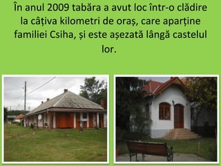În anul 2009 tabăra a avut loc într-o clădire la câțiva kilometri de oraș, care aparține familiei Csiha, și este așezată lângă castelul lor.   