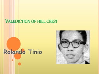 VALEDICTION OF HILL CREST
Rolando Tinio
 