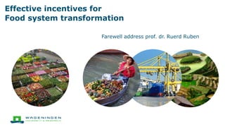 Effective incentives for
Food system transformation
Farewell address prof. dr. Ruerd Ruben
 