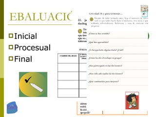 EBALUACIÓN Inicial  Procesual  Final 