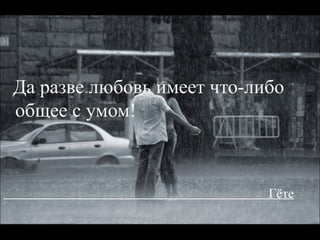 Да разве любовь имеет что-либо общее с умом! Гёте 