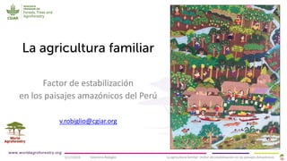 5/17/2019 Valentina Robiglio La agricultura familiar: motor de estabilización en los paisajes Amazónicos
Factor de estabilización
en los paisajes amazónicos del Perú
v.robiglio@cgiar.org
 