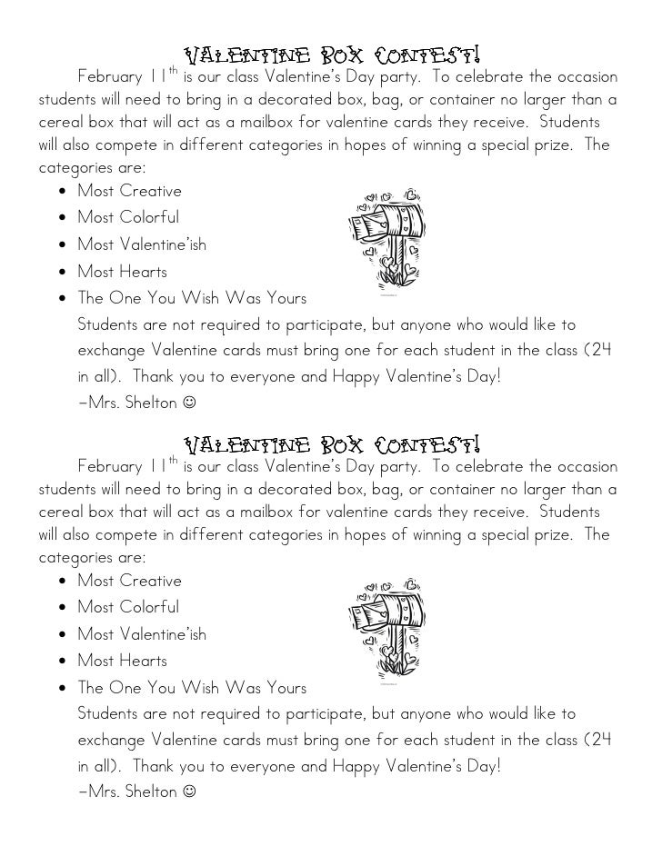 Valentine box contest