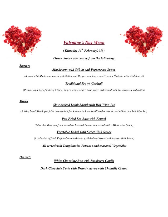 valentines menu template free tirevi fontanacountryinn com valentines day menus