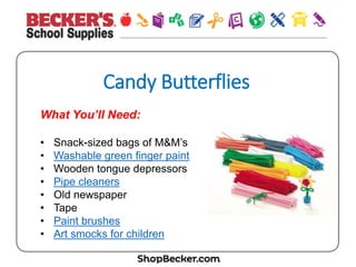 Notebook  Treat  Bags
What You’ll Need:
•  Regular, loose-leaf
notebook paper
•  Red & white vintage
valentine stickers
•  Decorative-edge scissors
•  Glue sticks
•  Candy hearts
 