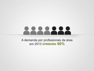 A demanda por profissionais da área
em 2013 cresceu 60%
 