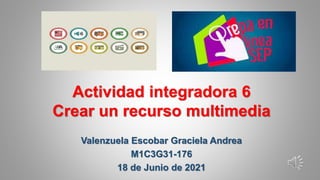 Actividad integradora 6
Crear un recurso multimedia
Valenzuela Escobar Graciela Andrea
M1C3G31-176
18 de Junio de 2021
 