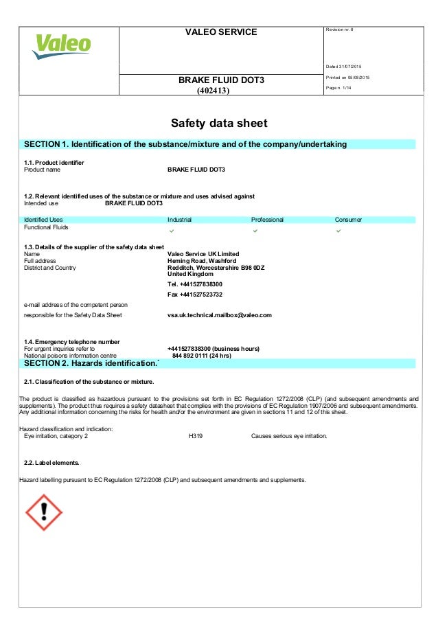 Brake Quotes Extraordinary Valeo Braking Systems Brake Fluid Dot3 Material Safety Data Sheet 402… Brake Quotes Simple Valeo Braking Systems Brake Fluid Dot3 Material Safety Data Sheet 402…