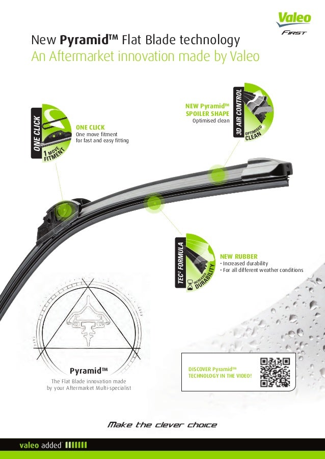 Valeo First Pyramid Flat Wiper Blade Hook Connector 2013 2014 Catalog