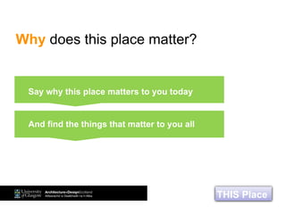 Why does this place matter?
Say why this place matters to you today
THIS Place
And find the things that matter to you all
THIS Place
 