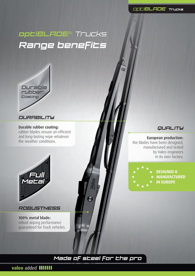 Valeo HeavyDuty Truck Wiper Systems optiBLADE Trucks wiper blades 2014