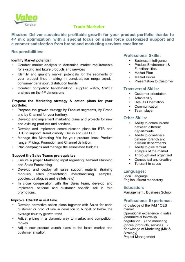 trade marketing job description