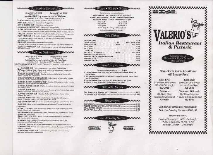 valerio s pizza italian restaurant pizzeria amp catering valerios erie pa