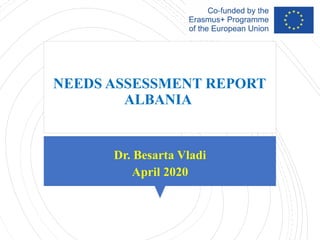 Dr. Besarta Vladi
April 2020
NEEDS ASSESSMENT REPORT
ALBANIA
 