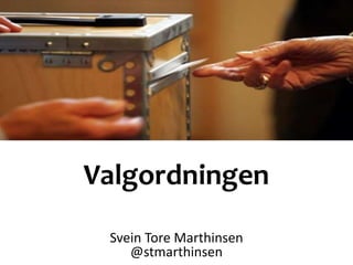 Valgordningen
Svein Tore Marthinsen
@stmarthinsen
 