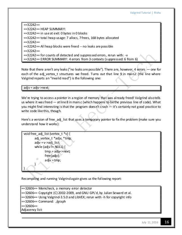 valgrind debugger tutorial valgrind invalid read of size 1