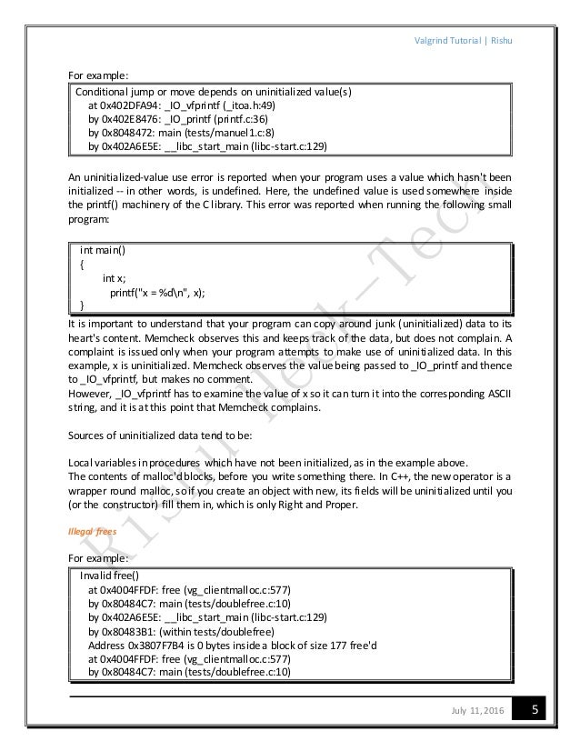 valgrind debugger tutorial valgrind invalid read of size 1