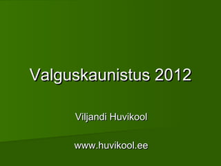 Valguskaunistus 2012

     Viljandi Huvikool

     www.huvikool.ee
 