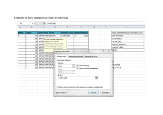 Validación de datos utilizando un cuadro de referencia
 