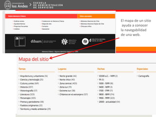 El mapa de un sitio
ayuda a conocer
la navegabilidad
de una web.
 